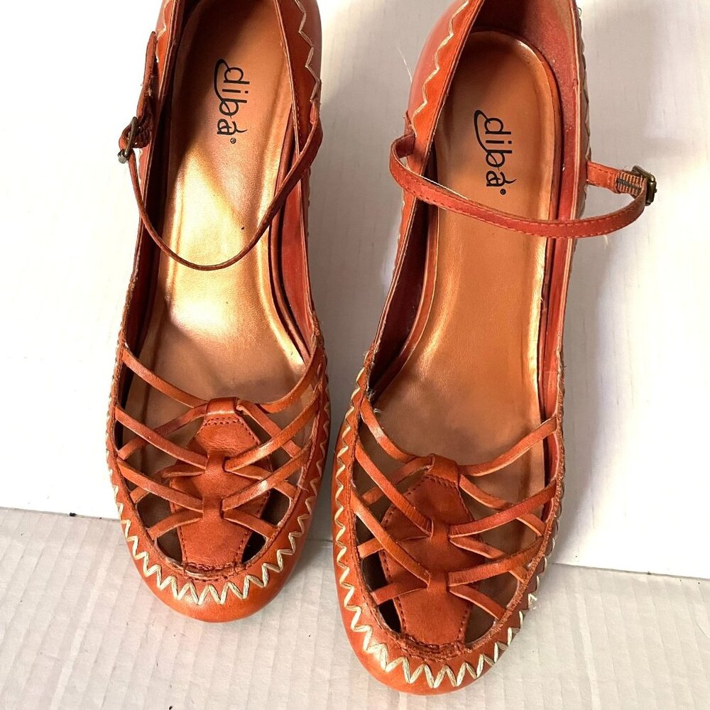 Diba Leather Mary Jane Whip Stitch Modest Stacked Heel - Picture 4 of 9